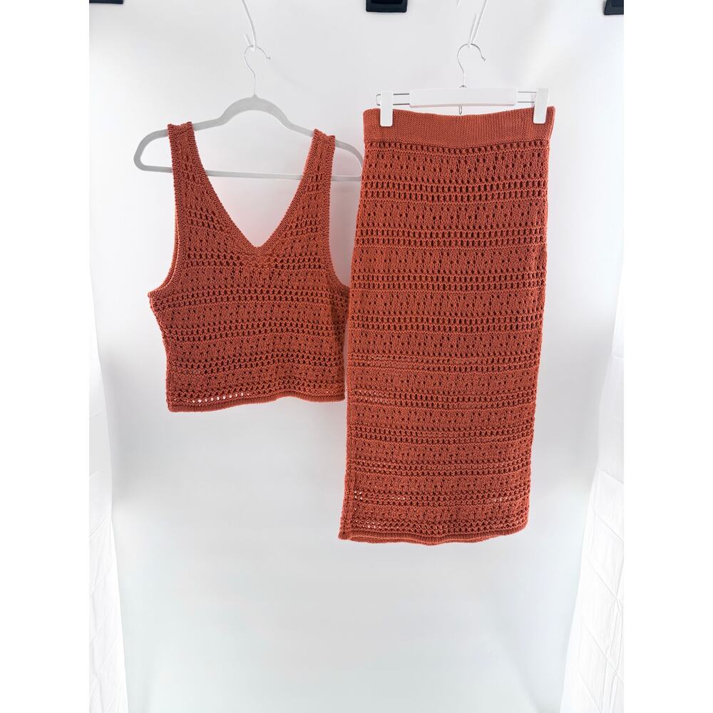 Nation LTD Crochet Set; Adriana Tank Top & Driana Midi Skirt Ginger Women Medium - Picture 5 of 9